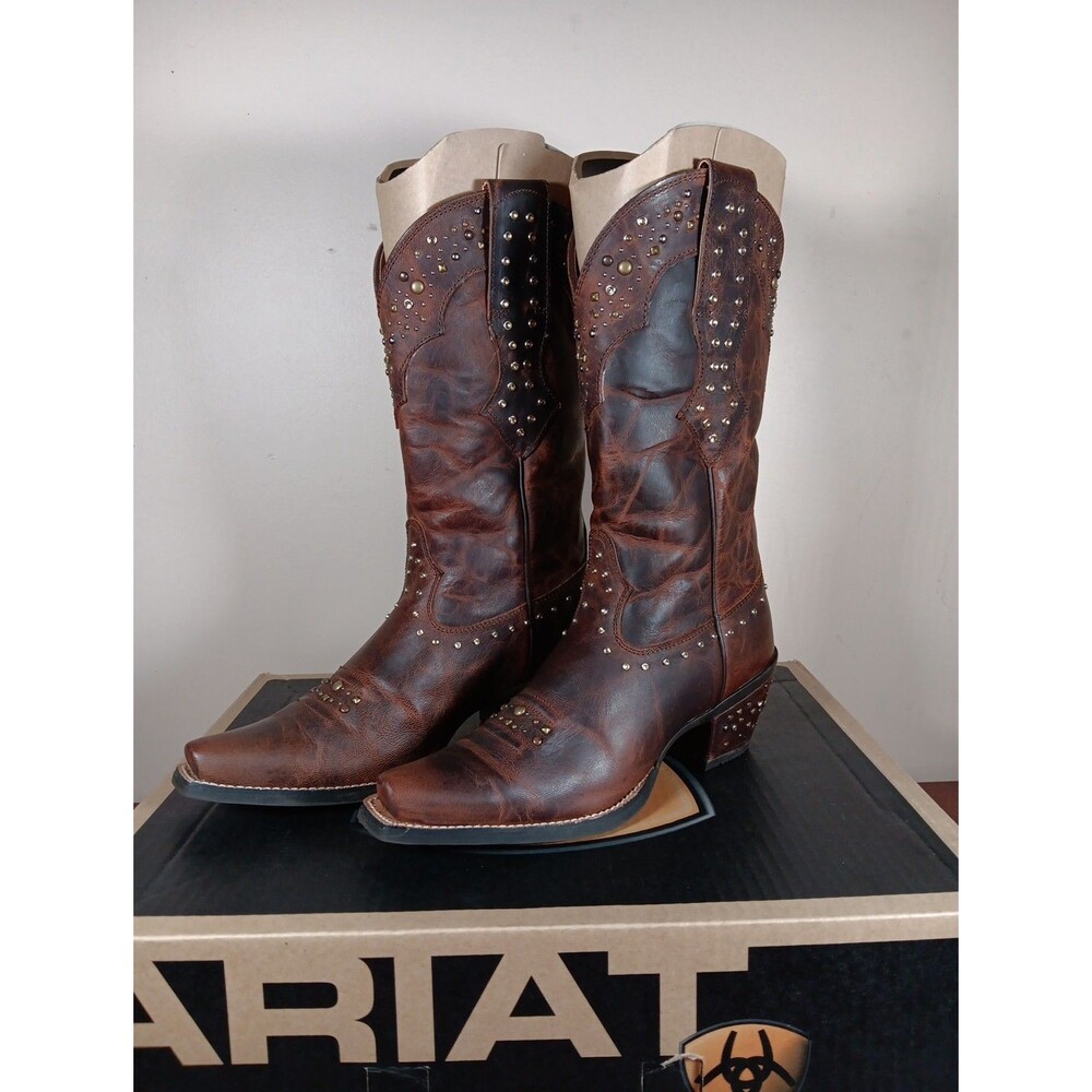 NEW Ariat Rhinestone Cowgirl Boots Size 6B Sassy Brown Leather Studded Western